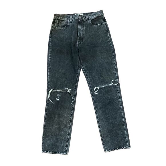 SLVRLAKE Beatnik slim straight distressed rigid denim jeans washed black size 29 - Picture 3 of 13
